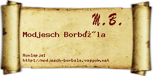 Modjesch Borbála névjegykártya